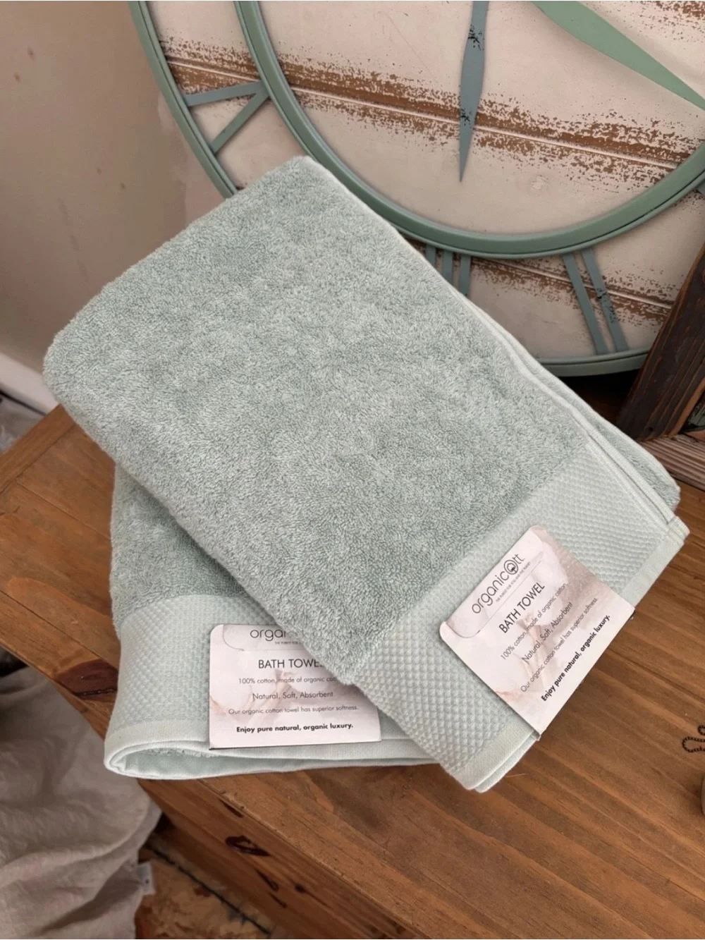 Organicott Cotton Bath Towel in Sage Set Of 2 58” X 30’ NWT!